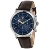 Image de Montre Homme Maserati Epoca Chronographe Cadran Bleu Bracelet Cuir Quartz R8871618014 100M bleu