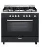 Image de Glem GE960CVBK2 - Cuisinière - pose libre - largeur : 90 cm - profondeur : 60 cm - hauteur : 91 cm - avec système auto-nettoyant - noir/inox