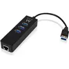 Image de Ewent Hub USB 3.1 à 3 ports avec réseau Gigabit (USB-A, 3 ports), Station d'accueil + hub USB, Noir