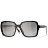 Image de CHANEL logo sur la branche lunettes de soleil carrées en plastique femme noir noir