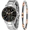 Image de Montre Chronographe Maserati Competizione Acier Inoxydable Cadran Noir Quartz R8873600001 100M Montre pour Homme Avec Bracelet Supplémentaire noir