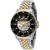 Image de Montre Homme Maserati Sfida Bicolore Acier Inoxydable Squelette Cadran Noir Sunray Automatique R8823140010 100M noire à rayons de soleil