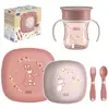 Image de Chicco, Vaisselle + couverts pour enfants, Mahlzeit Geschenk-Set - PINK - 12m+