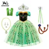 Image de Ensemble déguisement enfant fille Ariestar® costume robe Princesse Anna Reines des Neiges taille 110CM pour fête Halloween Carnaval Party Noël - Vert