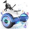 Image de MEGA MOTION Hoverboard Bleu + Kart Noir pour Enfants, 2 roues de 6,5 pouces Haut-parleur Bluetooth, Gokart Gyropode Lumières LED
