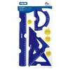 Image de Kit de traçage incassable flexible MILAN 4 pièces bleu 2 équerres, 1 rapporteur, 1 règle