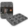Image de IBILI Moule à Muffins perforé 12 Tasses, Plaque en Acier laminé, Noir, Taille Unique
