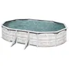 Image de Piscine ovale acier 5,27m x 3,27m x H: 1,22m - Imitation bois Nordique Filtration à sable Renfort apparents