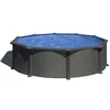 Image de Kit Piscine hors sol acier grise anthracite ronde - Ø370 x H132 cm - Ronde (Livrée avec une échelle +filtre a sable + sable)