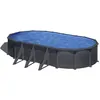 Image de Piscine ovale acier 7,44m x 3,99m x H: 1,22m - Gris anthracite - Filtration à sable - Renforts apparents