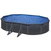 Image de Piscine ovale acier 6.34m x 3.99m x H: 1.22m en Gris anthracite - Filtration à sable - Renfort apparents
