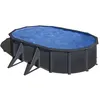 Image de Piscine ovale acier 5.27m x 3.27m x H: 1.22m en Gris anthracite - Filtration à sable - Renfort apparents