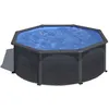 Image de Piscine ronde acier Ø3.70m x H: 1.22m - Gris anthracite - Filtration à sable