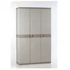 Image de Armoire haute de rangement TITANIUM - 3 portes, étageres et penderie - Beige et Taupe