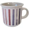 Image de Tasse blanche et grise en grès motif rayée