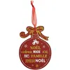 Image de Décoration de sapin à suspendre boule de noël rouge en bois