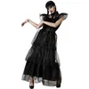 Image de Déguisement Femme Mercredi Gothique - Robe noire avec Ceinture