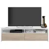 Image de Meuble TV 2 portes bois clair et mélaminé blanc Aliance 130 cm