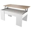 Image de Table basse GOTHAM avec plateau relevable et rangement - Blanc et Bois