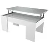 Image de Table basse GOTHAM avec plateau relevable et rangement - Blanc et Béton