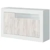 Image de Buffet 3 portes 1 niche mélaminé blanc et bois clair Carla 144 cm