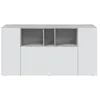 Image de Buffet JOHN 3 portes et 3 niches L150cm - Blanc et béton