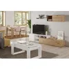Image de Ensemble meuble TV réversible JULIA - Mélaminé blanc et chêne - 2 Portes abattantes - L194 x P57 x H109 cm