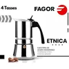 Image de Cafetière Expresso Italienne Induction, Acier Inoxydable 4 Tasses de Café FAGOR Etnica Argent