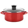 Image de Casserole Induction 20 cm Acier Émaillé, Antiadhésif sans PFOA, Couvercle Verre FAGOR Optimax Rouge rouge