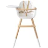 Image de Chaise Haute Ovo Original One Luxe Blanc/Naturel Harnais Simili Cuir Beige