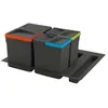Image de Emuca - Poubelles pour tiroir de cuisine Recycle (Lot de 3 bacs de tri) Kit avec une poubelle de 12 litres et 2 poubelles de 6 litres