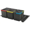 Image de Emuca - Kit de poubelles de cuisine avec base 2 bacs de 12 litres Recycle