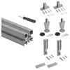 Image de Emuca Lot de 2 cadres Zero avec quincaillerie et profilés pour montage au sol et au mur avec vérin circulaire, Aluminium et Zamak, Gris pierre