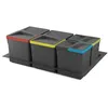Image de Emuca Kit poubelle de tri sélectif pour tiroir de cuisine avec socle Recycle hauteur 216mm, 2x12litres, 2x6litres, module 800mm, Plastique gris anthracite