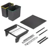 Image de Emuca Bac de tri sélectif pour montage latéral sur meuble de cuisine Recycle 2x24litres, Acier, Plastique gris anthracite