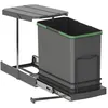 Image de Emuca Poubelle de recyclage Recycle pour cuisine, 24 L, fixation au fond et extraction manuelle/automatique, Plastique gris antracite