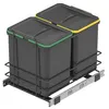 Image de Emuca Poubelle de recyclage Recycle pour cuisine, 2 x 16 L, fixation par le bas et extraction manuelle, Plastique gris antracite