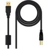 Image de Nanocable 10.01.1202 Câble USB 2 m USB 2.0 USB A USB B Noir (2 m, USB 2.0), Câble USB
