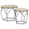 Image de Set de 2 Tables Basses Tokio,Plateau en placage de Bois Naturel et Structure en métal