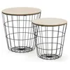 Image de Set de 2 Tables Basses Everest, Plateau en placage de Bois Naturel et Structure métal