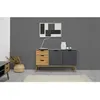 Image de Buffet Commode Java 3 tiroir y 2 Porte Anthracite, glissières métalliques, 140 cm