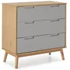Image de Commode de nuit Bruce avec 3 tiroirs, bois massif, 80 cm Largeur