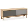 Image de Meuble TV Magnus 2 Portes Coulissantes Couleur Gris, Bois Massif, 140 cm (Largeur)