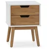 Image de Table de chevet Baku 2 tiroirs blanc/bois, bois de pin massif