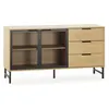 Image de Buffet Isis 2 portes en métal noir et 3 tiroirs, 130 cm