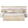 Image de Ensemble structure de lit + tete de lit et 2 tables de nuit - NIZA - 140 x 190 cm - Chene naturel / Blanc