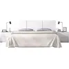 Image de Ensemble Tête de lit en 3 parties + 2 Tables de nuit avec 2 Tiroirs - Havana - Blanc - 256,8 x 34,2 x 96 cm