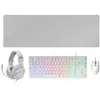 Image de Ensemble Mars Gaming MCP-RGB3 Combo, Clavier FRGB, Souris RGB Flow 3200 DPI, Casque RGB et Tapis de souris XXL, Blanc, Langue Espagnol