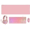 Image de Ensemble Mars Gaming MCP-RGB3 Combo, Clavier FRGB, Souris RGB Flow 3200 DPI, Casque RGB et Tapis de souris XXL, Rose, Langue Espagnol
