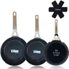 Image de Set 3 Poêles à Frire Antiadhésives à Induction 20-24-28cm, Aluminium Forgé Briebe Black Titanium Noir
